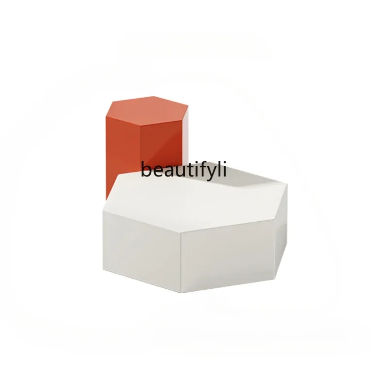 

Simple Modern Light Luxury Living Room Coffee Table Small Apartment Creative Designer Hexagonal Height Combined Tea Table
