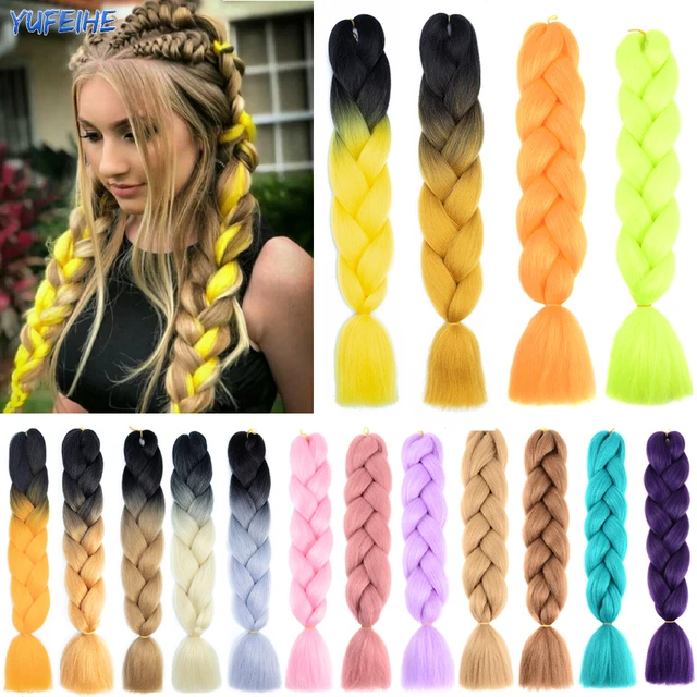 Hair Extensions Pink Green Braids  Braiding Hair Extensions Kids -  Braiding Hair - Aliexpress