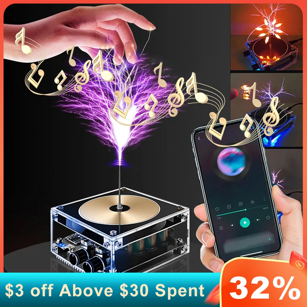 New Bluetooth Tesla Music Tesla Coil Speaker Wireless Lighting AC110-240V 50/60Hz High Voltage Pulse Electric Arc Generator
