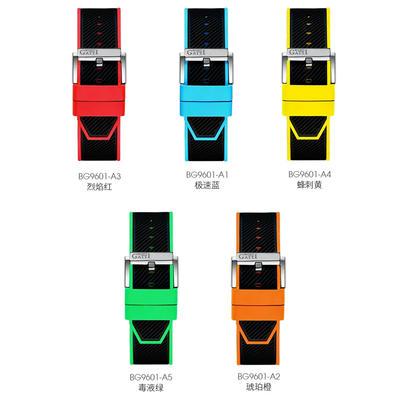 

22MM Watchbands Black Adjustable Replacement Wristband Watches Band Rubber Watches Straps For Men Bracelet Belt Accessories Blue