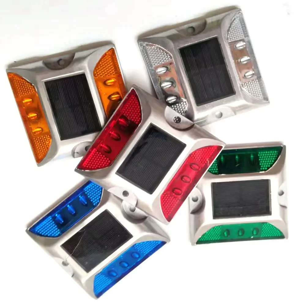 4 Pc Solar Spike Light Profile Label Led Highway Cast Aluminum Ground Buried Light Flash Road Warning solar ground lights
