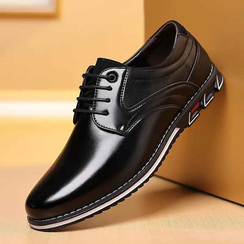 Retro Men Leather Shoes Business Casual Shoes New Man Breathable