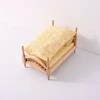 Lit en bois miniature 1:12 pour maison de poupée, décor de chambre à coucher, modèle de simulation de lit simple, jouet d'imitation 4