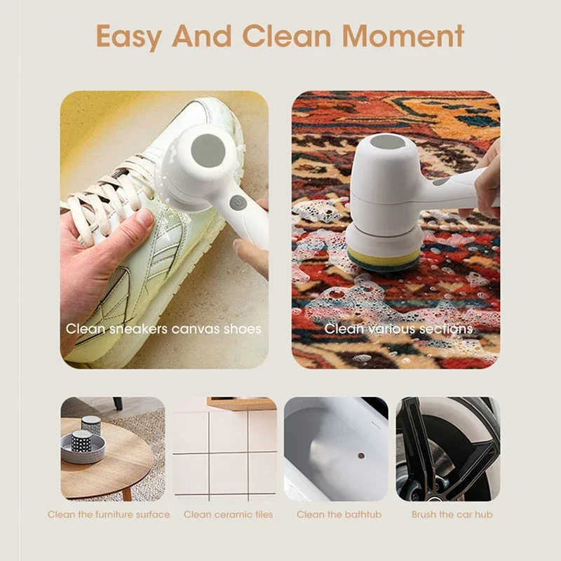 Mini Electric Cleaning Brush USB Wireless Cleaning Brush Multi Functional Kitchen Dishwashing Brush Bath Tile Cleaning Tool