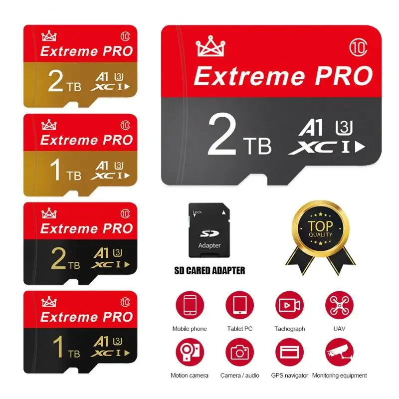 100% Originale Classe 10 Memory Sd Card 1Tb 2Tb 256Gb 128Gb 512Gb A1 Micro Tf Sd Card Uhs-1 Flash Card Per Samrtphone/Pc Sd Card