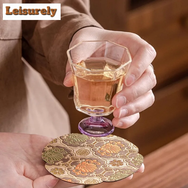 5pc/set Swallow Brocade Fabric Coasters Non-slip Coasters For Coffee Cups Saucer Heat Insulation Placemats Cup Holder Teaset