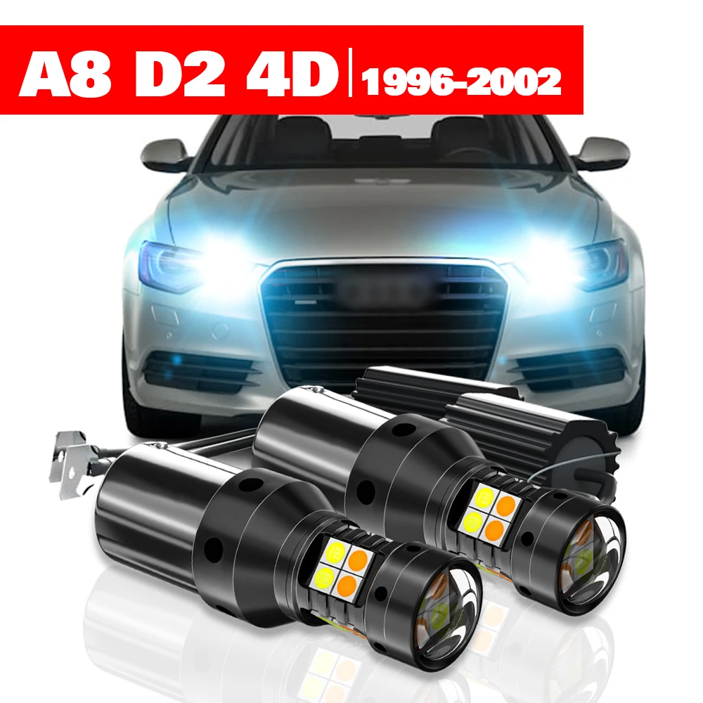

For Audi A8 D2 4D 1996-2002 Accessories 2pcs LED Dual Mode Turn Signal+Daytime Running Light DRL 1997 1998 1999 2000 2001