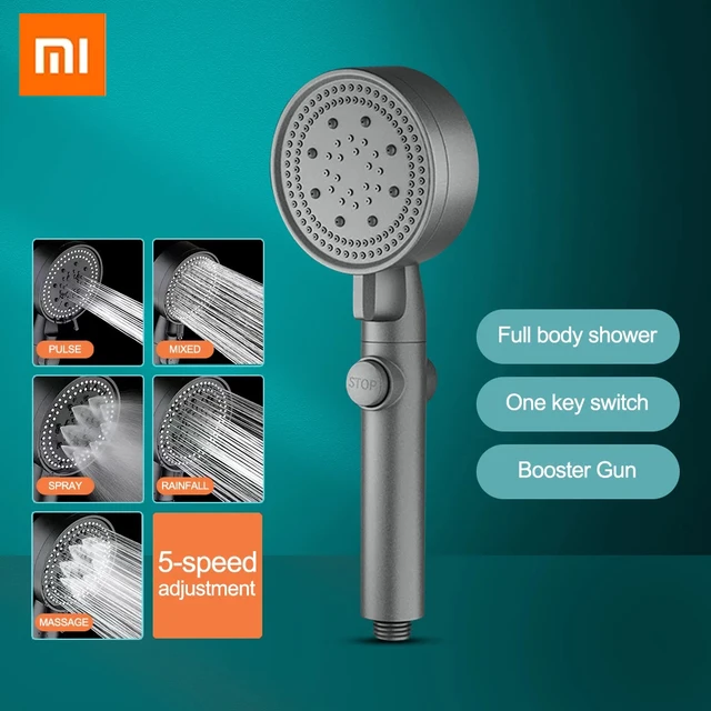 Xiaomi High-pressure Shower Head 5-speed Adjustment Mode Water-saving One-key Stop Water Hand-held Shower Head Bathroom Accessor 1