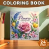 Flower Art Coloring Book 24 Page Gift For Birthday Party Relieve Stress Kill Time Graffiti Painting Drawing Art Book for Adults 1