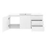 48" Modern White Bathroom Vanity with Ceramic Sink Durable Wood Construction Wall-Mount Design Two Drawers and Soft-Close Doors 5