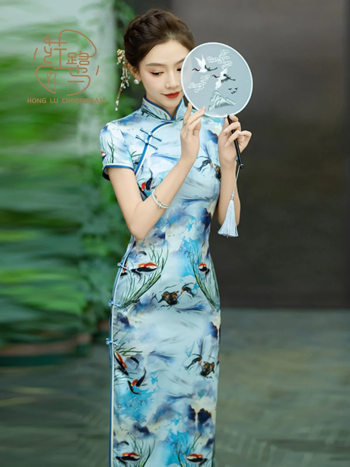 【HONG LU】 2024 New Natural Silkworm Silk Cheongsam with Pure Hand-stitched Slimming Body Chinese Wedding QIPAO