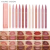12 color matte liquid lipliner sponge gourd head fog surface bare color waterproof lip glaze red pen 2
