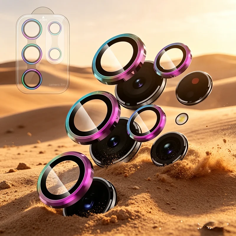 Ultra Camera Lens Protector with Full Cover Glass Film and Metal Ring