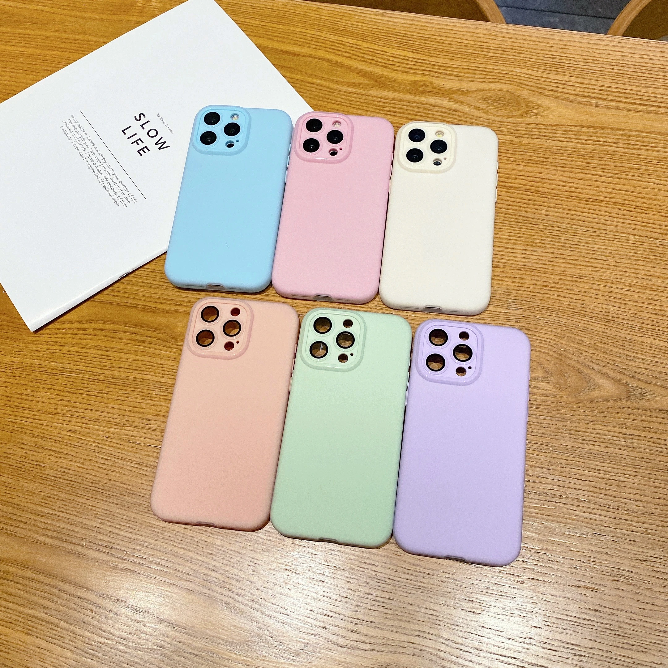 

Original Phone Case for Iphone 13 14 15 Pro Max INS Simple Pure Color Jelly Full Coverage Phone Cover