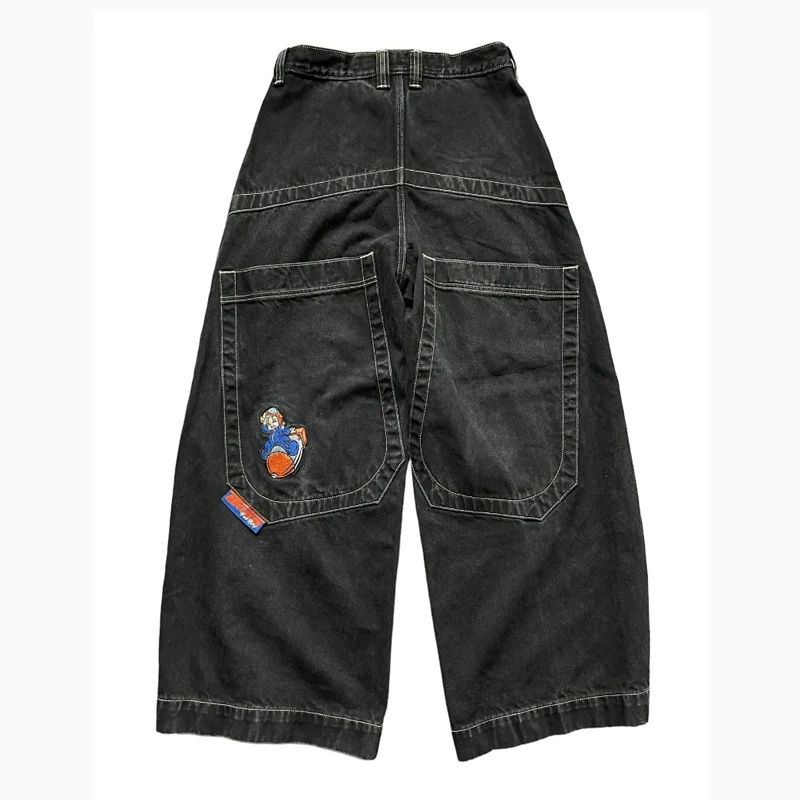 

Джинсы JNCO Y2K мужские/женские с вышивкой, мешковатые джинсы в стиле хип-хоп, винтажные уличные штаны в стиле 1920-х с завышенной талией