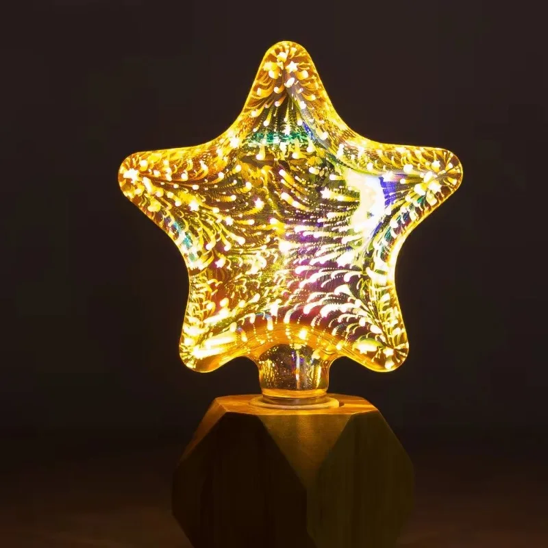에너지 절약 조명 전구 장식 전구, 다채로운 3D LED, 낮은 에너지 소비, 4w, 5 점 별 불꽃 놀이 바, e27