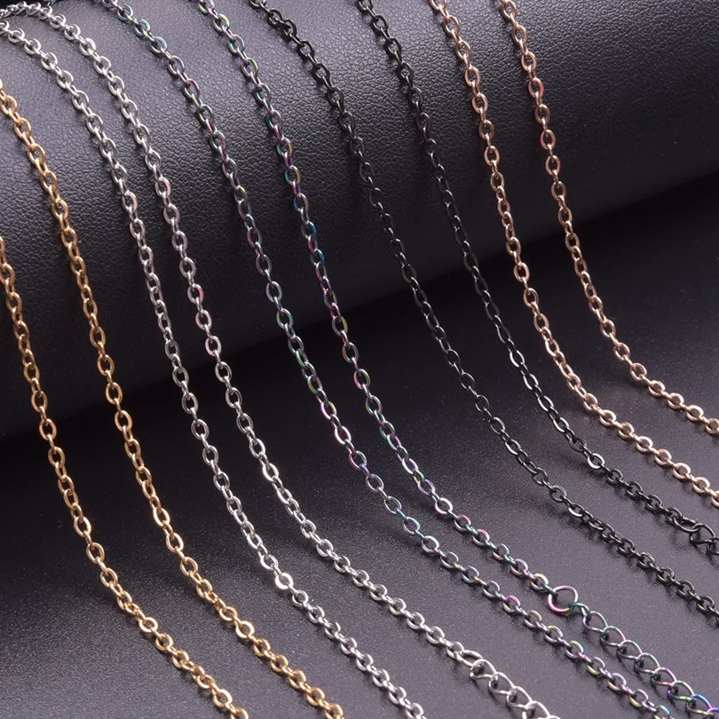 Stainless Steel Unisex Link Chain Necklace - 10pcs, High Quality Choker Collar, Width 1.6/2mm