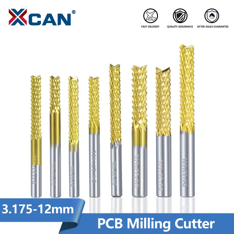 

XCAN PCB Corn End Mill 3.175mm-12mm Shank Milling Cutter Titanium Coated CNC Router Bits Milling Bit Carbide End Mill