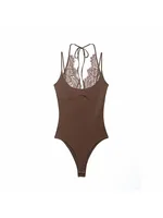 Women Pure Color Lace Jumpsuit Women's One-Piece Suit ort Pants Mid Waist Female Jumpsuit - Image 4