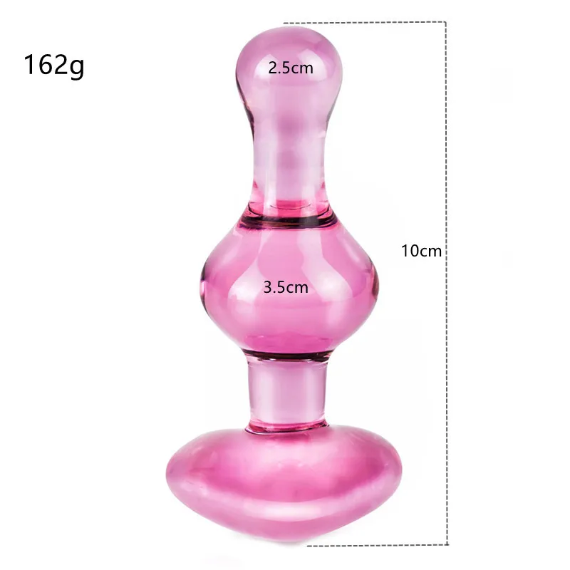 Jouets sexuels en verre pour stimulateur Anal en forme de cœur rose, plug Anal en cristal pour femmes et hommes, Massage de la Prostate, boules de Plug Anal_voghion.com