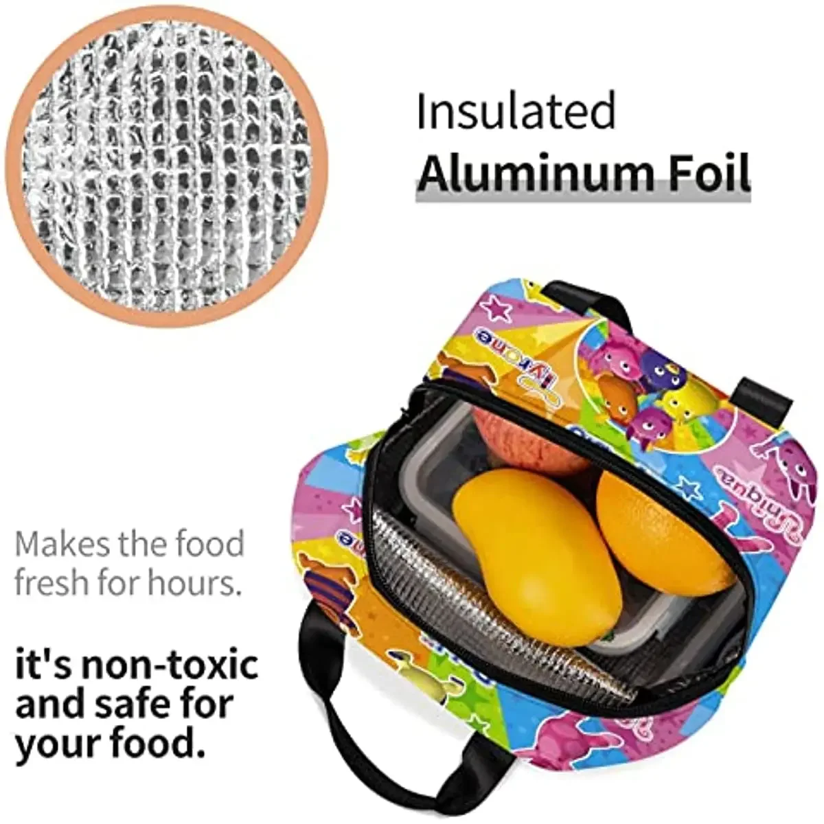 The Anime Backyardigans Large Lunch Bag with Pocket for Work, College, Office, Picnic, Outdoor