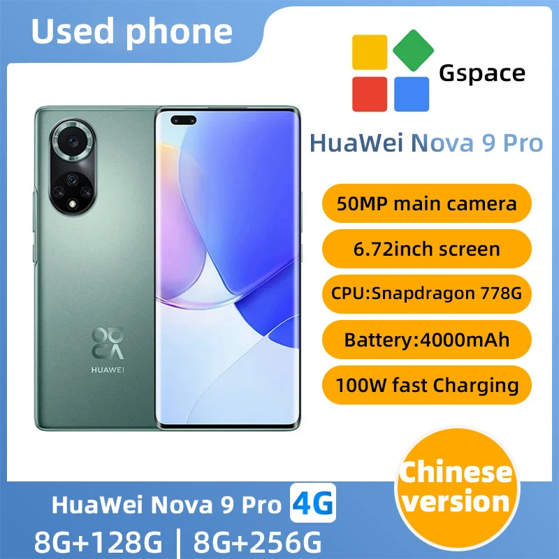 HUAWEI Nova 9 Pro 4G CPU Snapdragon 778G 6.72in 2676x1236px HarmonyOS 4000mAh Used Phone