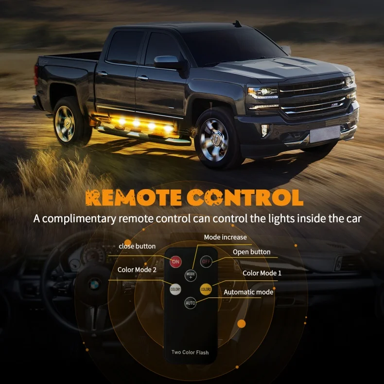 2Pcs Led Car Side Light Bar Signal Warning Lamp Emergency Strobe Light Pickup Taillight Truck Atmosphere Light 12-24V Waterproof