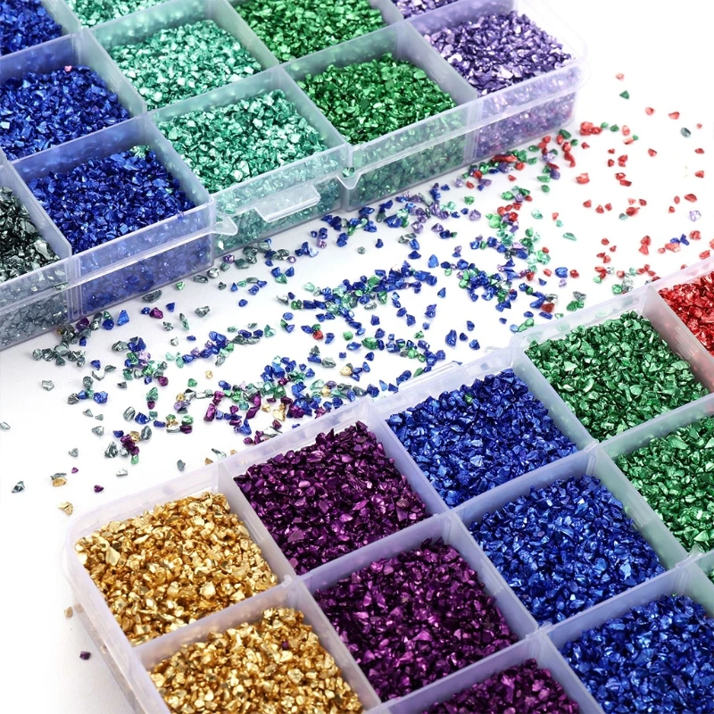 Y4QE 1 Box Irregular Broken Glass 3D Stone DIY Art Decoration Manicure Tools