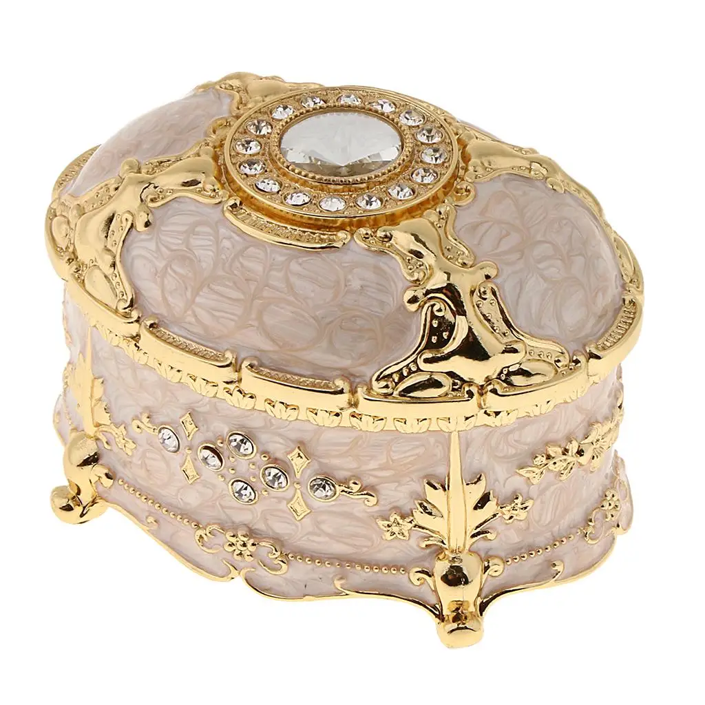 

Овальная металлическая винтажная шкатулка для ювелирных изделий, Подарочная коробка для хранения серег, колец