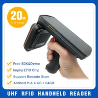 20m Long Range Android 11 WIFI 4G Bluetooth RFID UHF  Handheld Reader Barcode Scanner for Warehouse/Livestock/Laundry Management 1