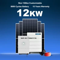 Système d'énergie solaire domestique, ensemble photovoltaïque complet, Kit hybride 12kw 12000 watts, contrôleur MPPT, panneau solaire, onduleur Pv 1