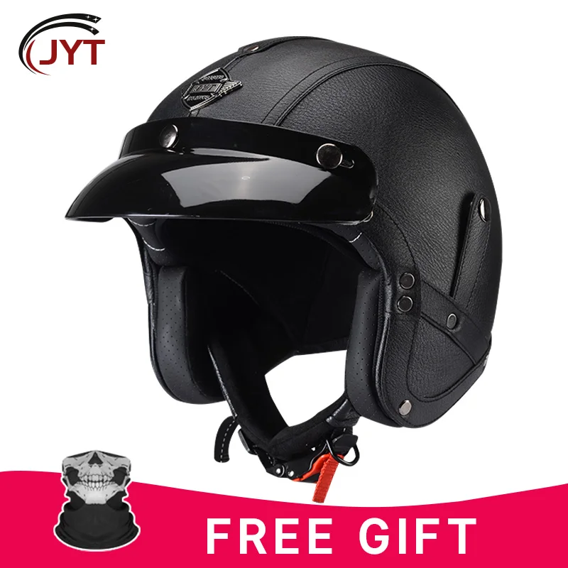 Open Face Motorcycle Helmet for Men Retro Open Face Helmet with Goggles Jet  Helmets DOT Approved ABS Shell Safety Cap All Season