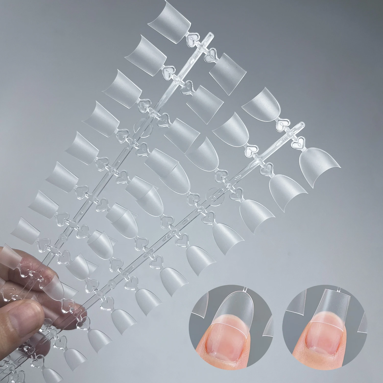 120pcsFrostedSuperShortHalfCoverNailTipsOvalCoffinFalse