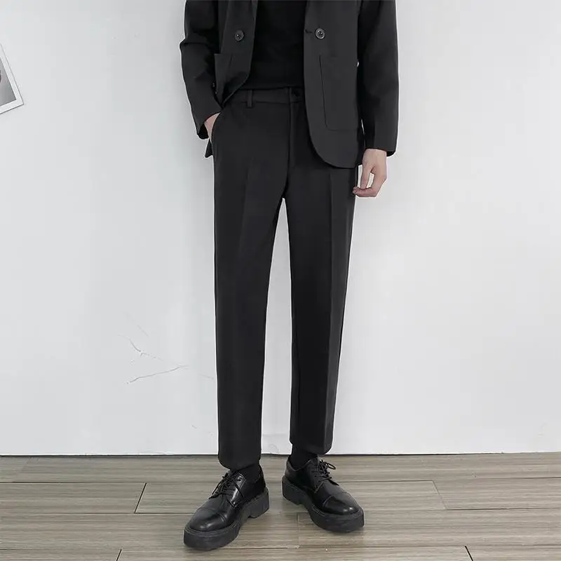

2023 Men Autumn Winter New Business Woolen Pants Men's Loose Leisure Straight Pants Male Formal Social Suit Trousers H359