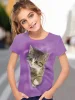 T-Shirt for Girls Cute Kitten Girls Clothes Kids T-Shirt Summer Short Sleeve Children Outdoor Sports Tops T-Shirt for Girls 2
