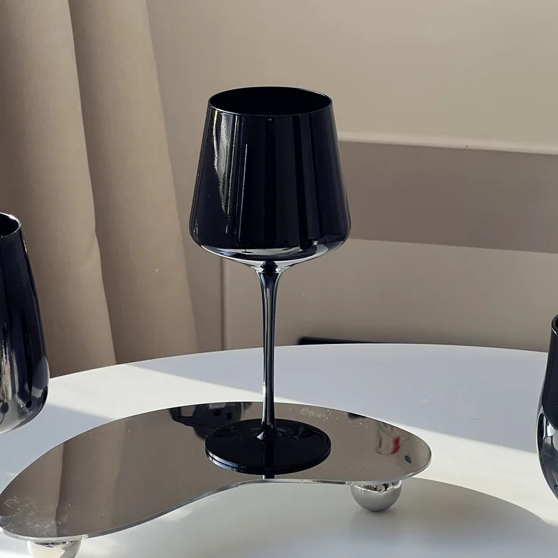 Black Slim Goblet Black Porcelain Crystal Glass Red Wine Glass Bordeaux Cup Home Decoration Ornament Wine Champagne