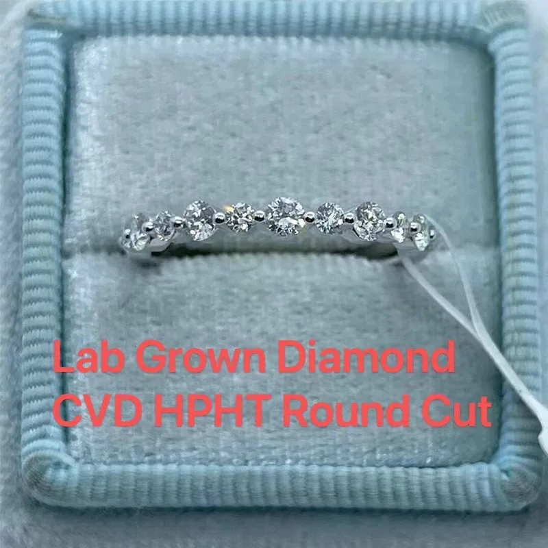 

1Ctw Round Cut CVD HPHT Lab Created Diamond DEF Color VS-VVS Half Eternity Band Ring 14k White Gold