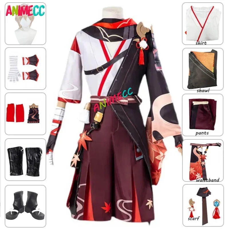 Animecc Kazuha Kiryu Costume Cosplay Parrucca Genshin Impact Kaedehara Wanye Cosplay Halloween Party Uniform For Men Wowen