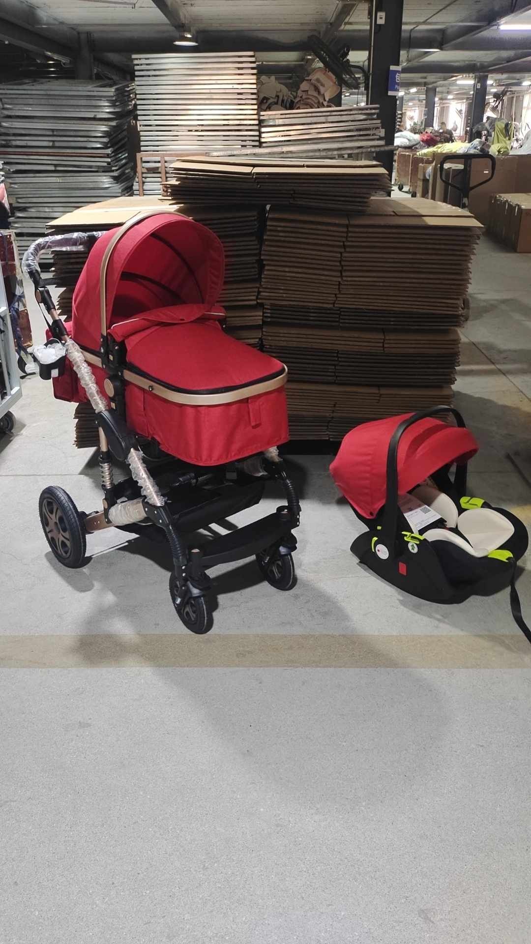 3 in 1 Baby Stroller,Baby Travel System,Baby Carriage 3in1 with Isofix Base,Foldable Newborn Pram,Reversible Standard Stroller