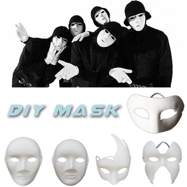 12PCS Paper DIY White Mask Full Face Opera Masquerade Mask Halloween Mask