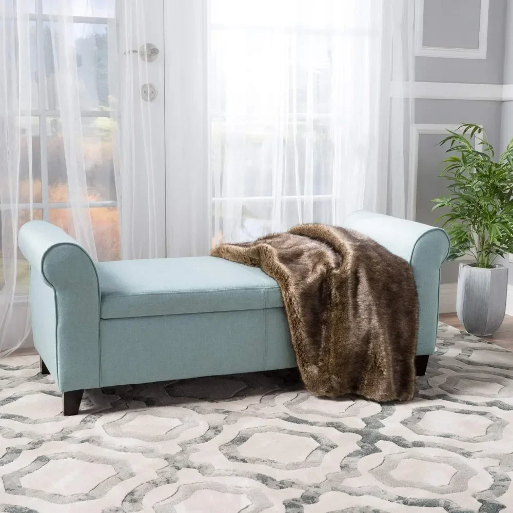 

Light Blue Foot Stool Storage Bench Hallway Living Room Furniture Home