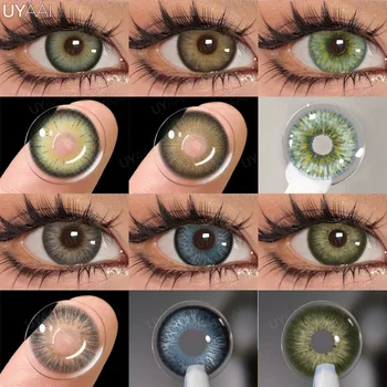 UYAAI 1 Pair Colored Pupils for Eyes Natural Brown Big Eyes Contacts Cosmetics Green Eye Color Lens Gray Lenses for Woman