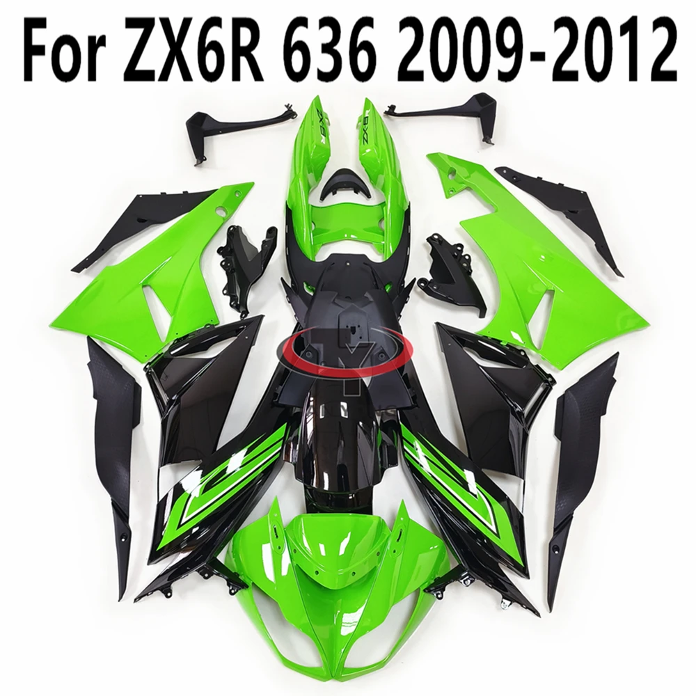 

For ZX6R ZX 6R 2009-2010-2011-2012 636 Motorcycle Full Fairing Kit Bodywork Cowling Injection Bright green with black stripes