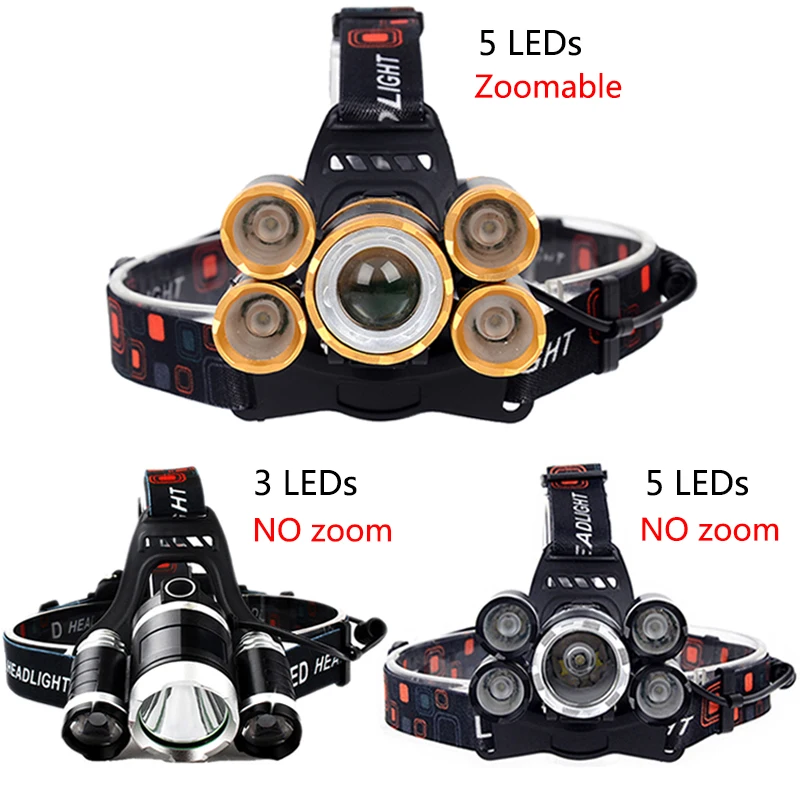 러시아어 Led 헤드램프 XM-L T6 18650 배터리 줌 가능, 헤드랜턴, 플래시라이트, 캠핑 및 낚시용