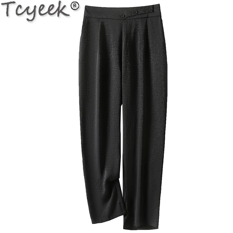 

Tcyeek 92% Mulberry Silk Women Pants Fashion Pants for Women Clothes 2024 High Waist Woman Trousers Long Harem Pants Streetwear