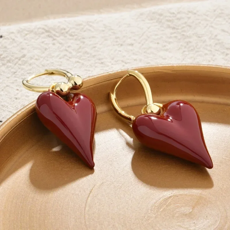 Fashion Jewelry Enamel Heart Dangle Earrings Girl Women Gifts Ear Accessories dangle earrings
