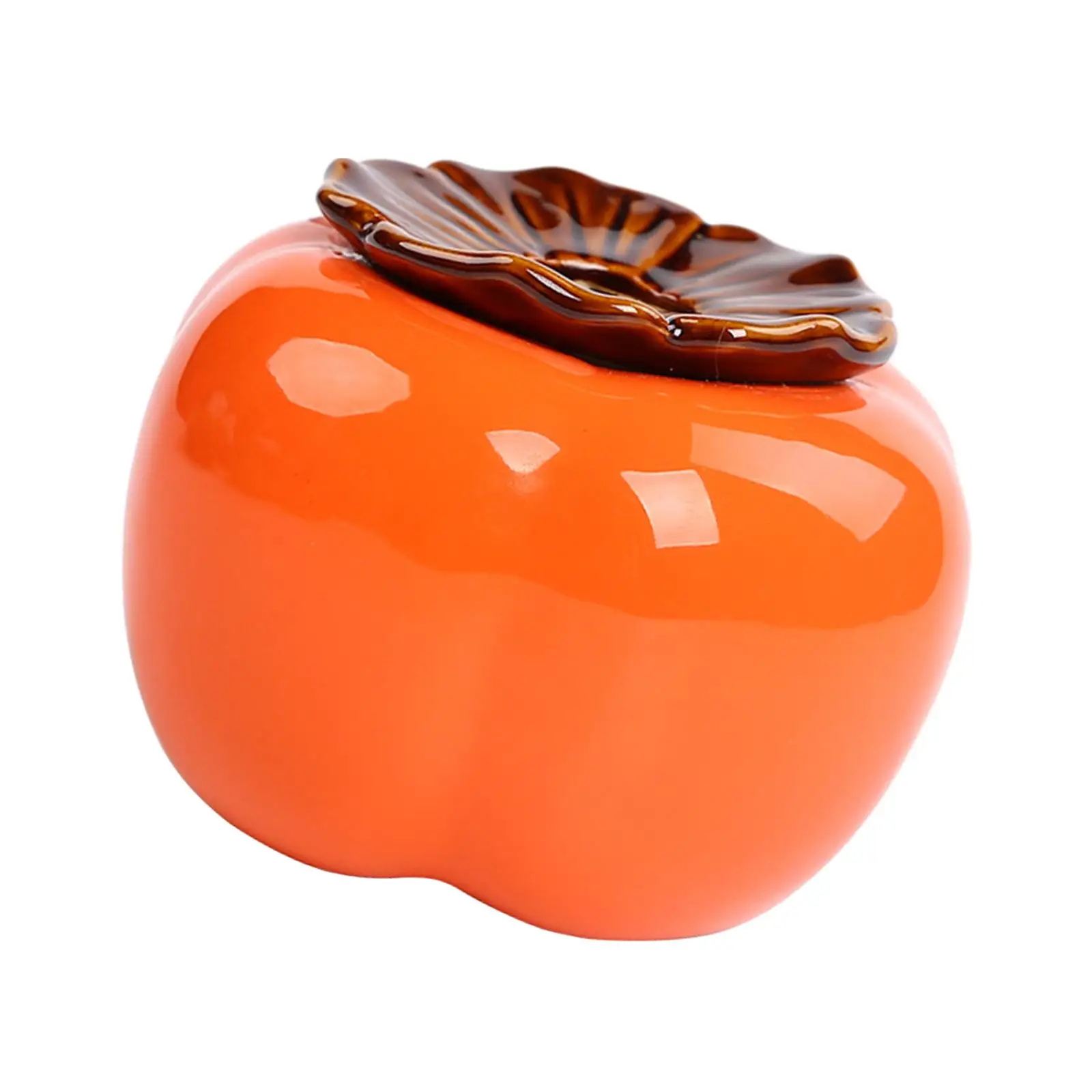 Persimmon Vase Figurine Orange Planter Flowerpot for Patio Office Bookshelf