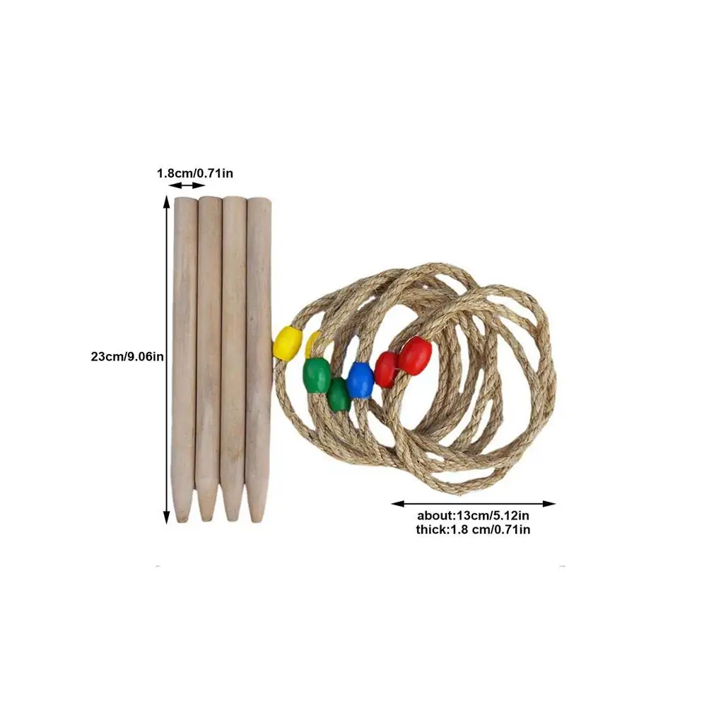

Premium Interactive Wood Ring Toss Game with Carrying Bag Funny Beach Throwing Ring with Hemp Rope for Kids Children