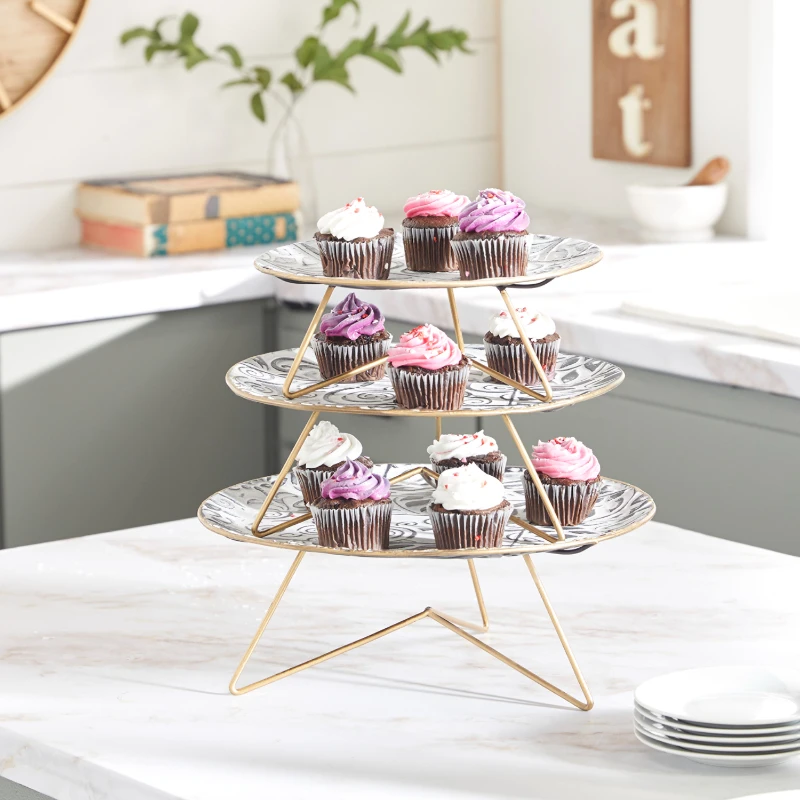 

11", 12", 14"W Metal Farmhouse Cake Stand, White, 3 - Pieces