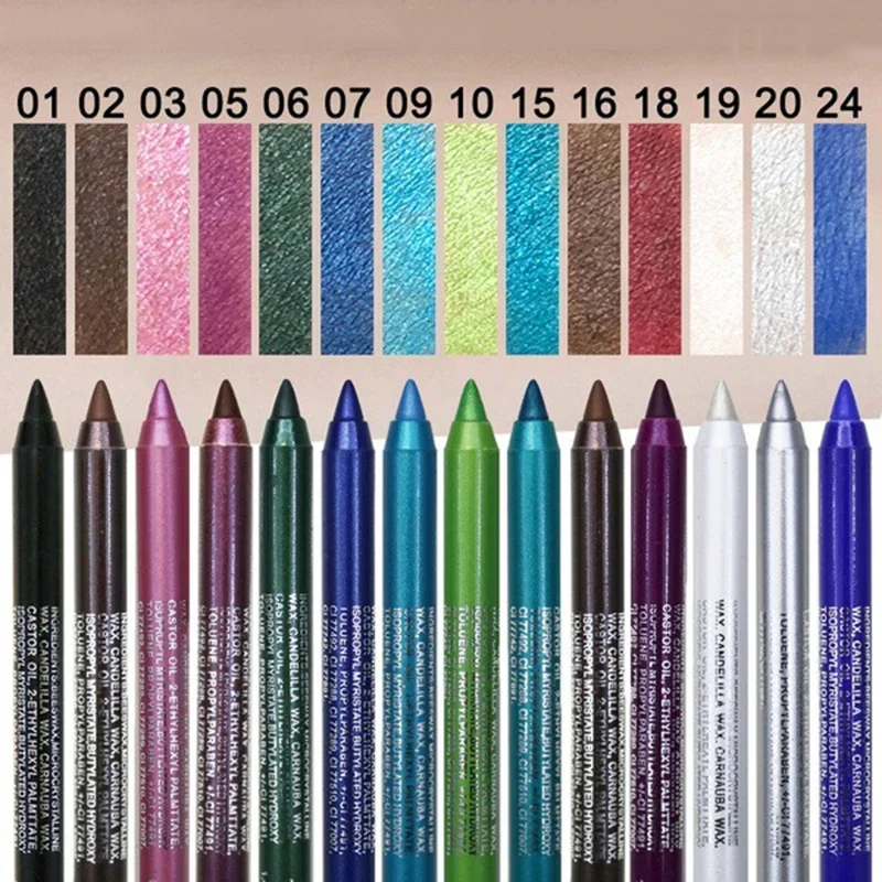 Waterproof Eyeliner Pencil Pigment Brown black glitter eyeiner pen for women fashion color eyes make up cosmetics 14 colors